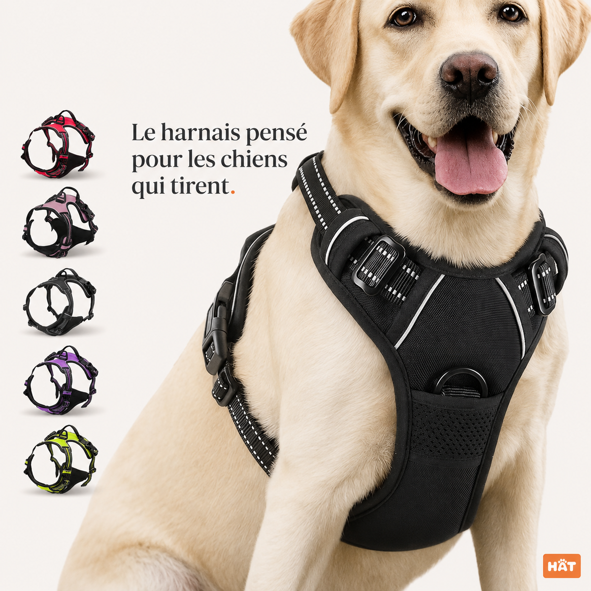 Harnais anti-traction pour chien à clip frontal
