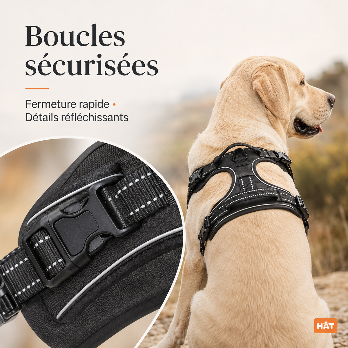 Harnais anti-traction pour chien à clip frontal