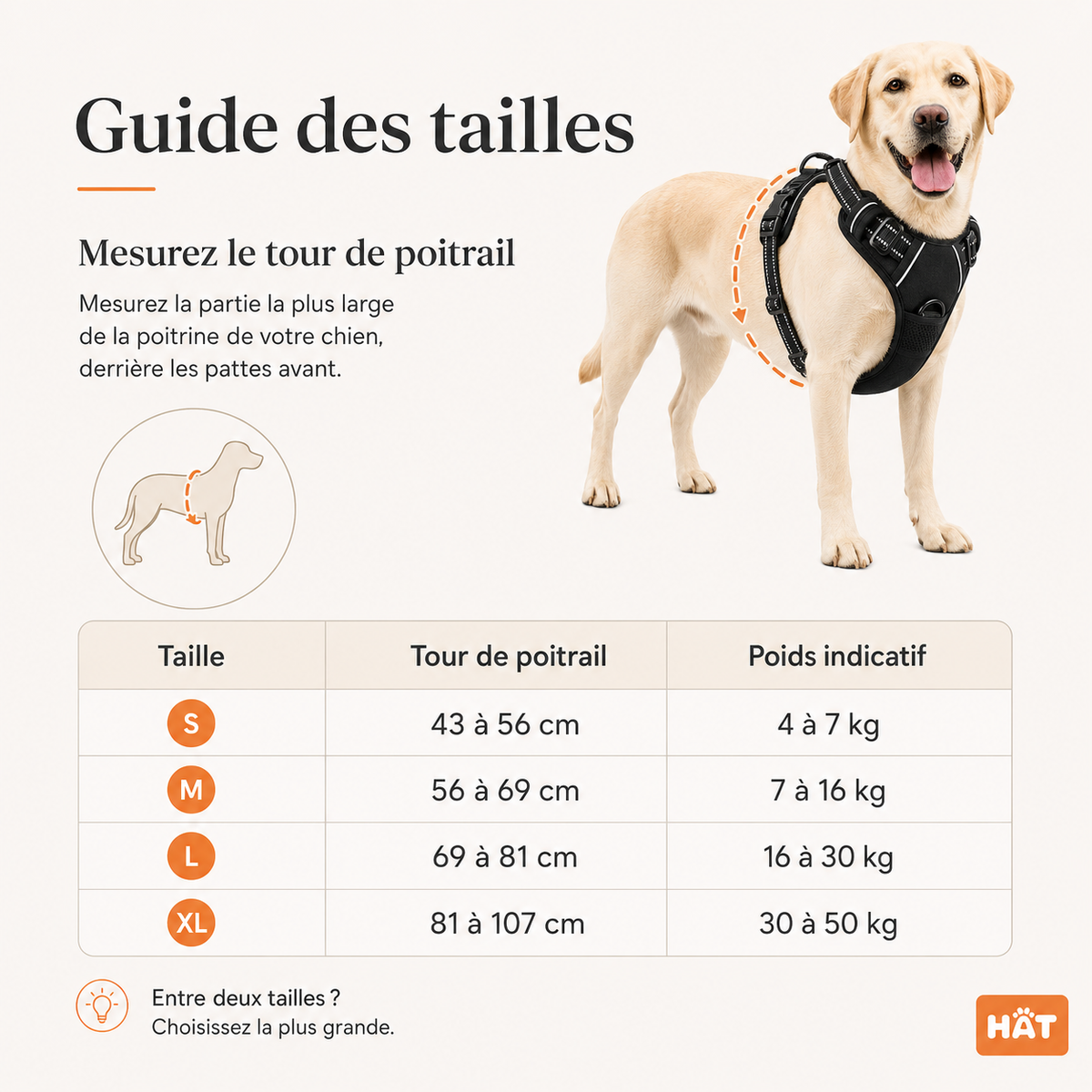 Harnais anti-traction pour chien à clip frontal