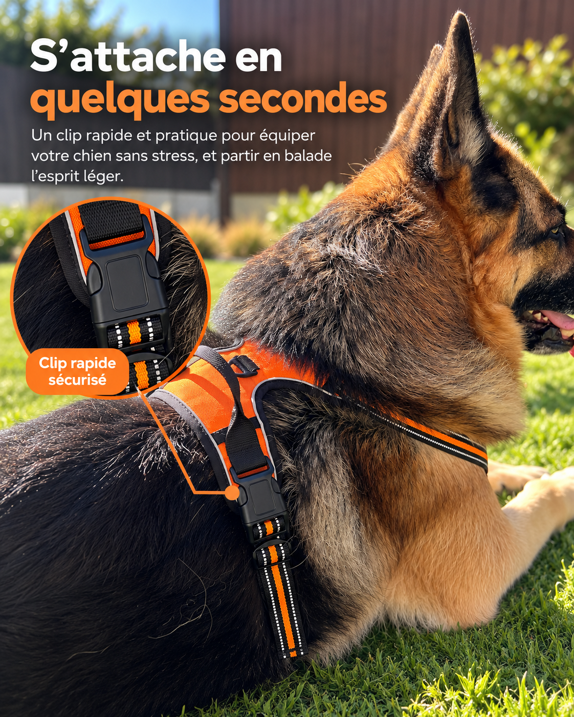 Harnais anti-traction pour chien à clip frontal