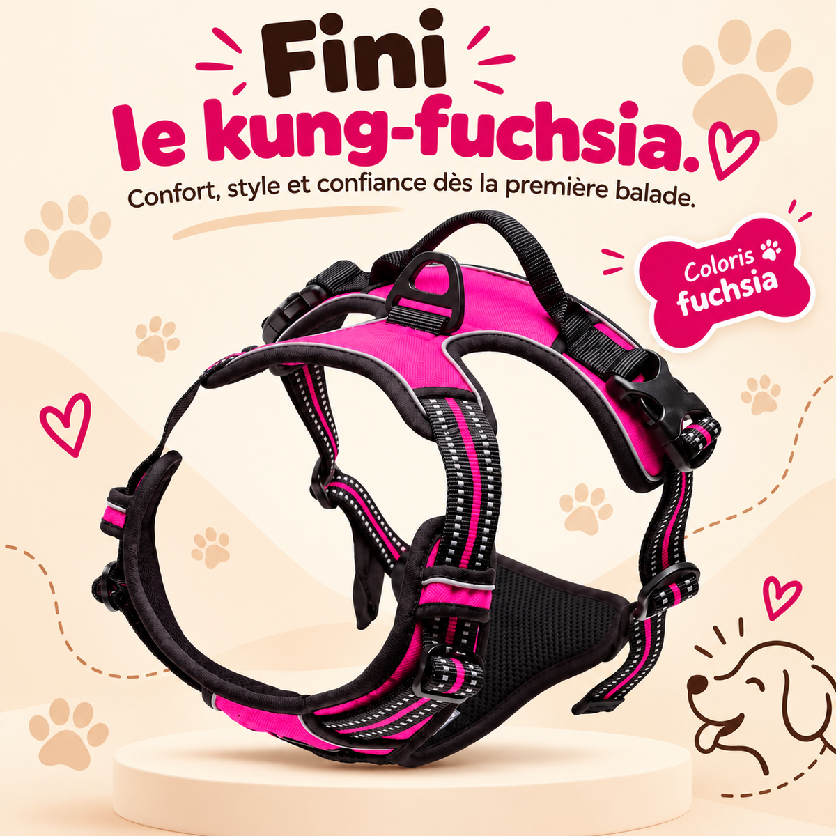 Harnais anti-traction pour chien à clip frontal