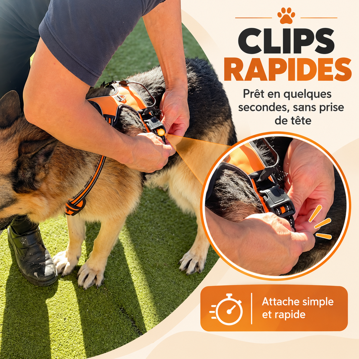Harnais anti-traction pour chien à clip frontal