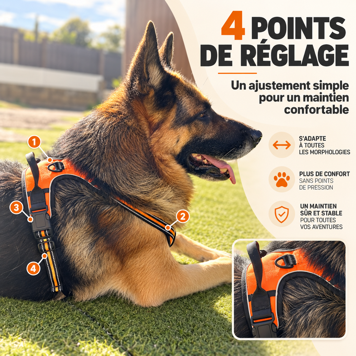 Harnais anti-traction pour chien à clip frontal