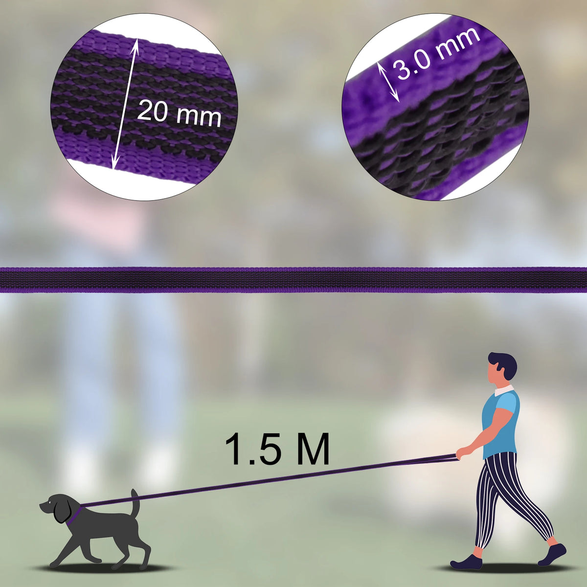 Laisse antidérapante 1,5 m
